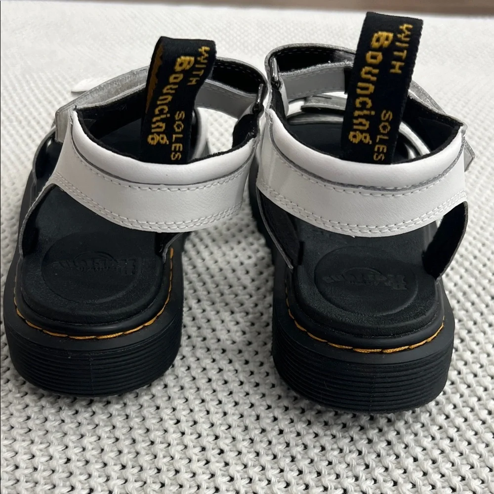 Dr. Martens White Sandals with Black Soles